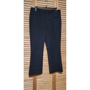 Anthropologie Maeve Pants Women 10 Black Solid Wide Leg Chino Pockets Stretch